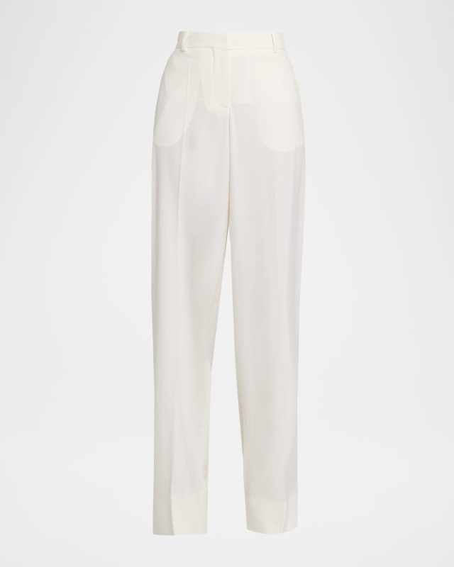 Wool Canvas Wide-Leg Trousers